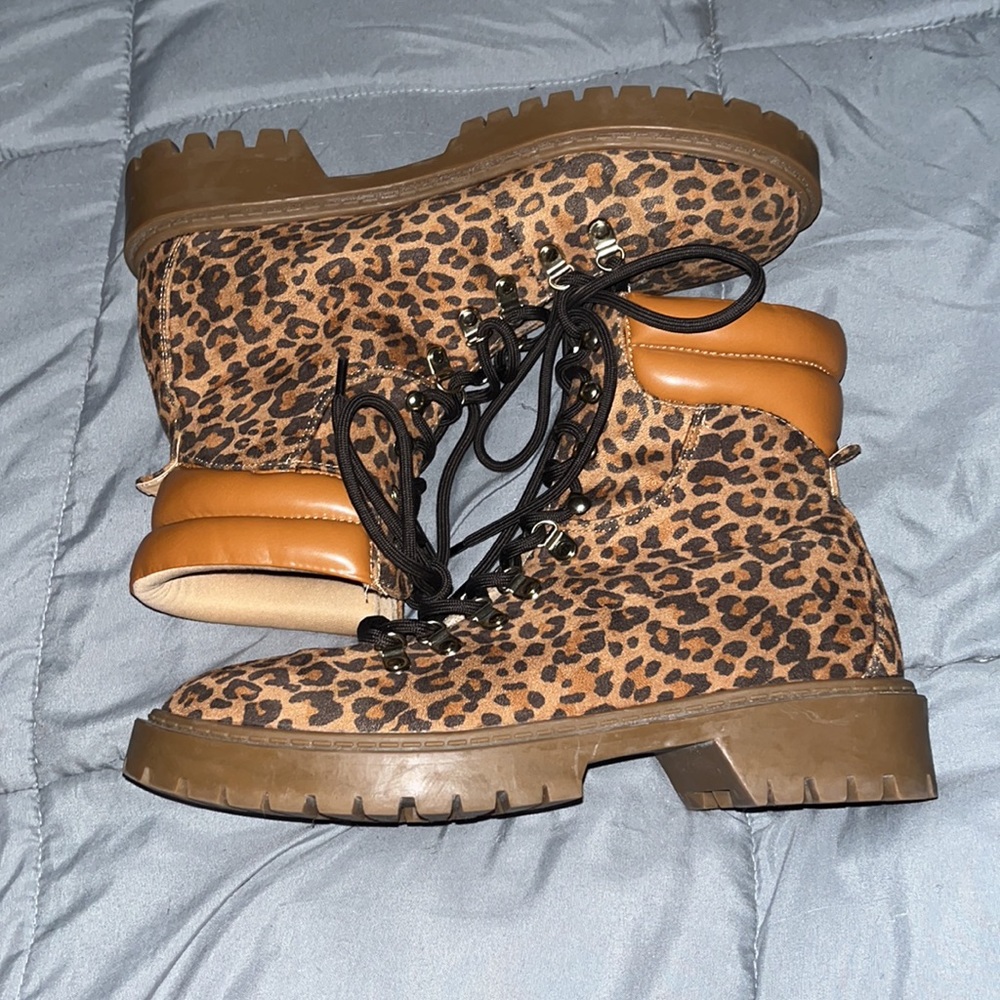 Ann Taylor leopard print combat boots! Super Cute!